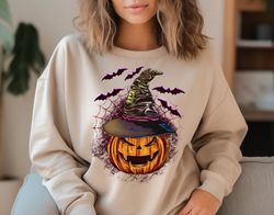 witch pumpkin shirt, witch pumpkin sweatshirt, witch pumpkin hat, witch hat sweatshirt, pumpkin sweatshirt, womens fall