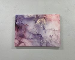 3D Wall Art, Wall Art Canvas, Large Canvas, Purple And Pink Marble, Modern Canvas Decor, Purple Marble Canvas Art,