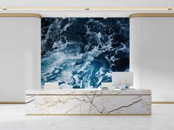 aesthetic ocean, sea landscape mural, wave view wall art, ocean landscape wall print, sea view wall painting, blue wall