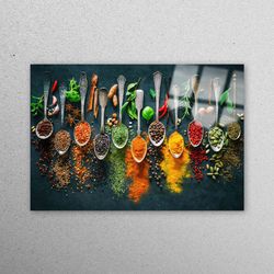Mural Art, Wall Decoration, Glass Printing, Spices Kitchen Wall Art, Abstract Glass Wall Art, Spices Tempered Glass, Mod