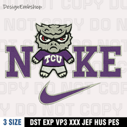 Nike TCU Horned Frogs Embroidery Designs, Nike Embroidery Files, Machine Embroidery Pattern