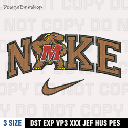 Nike Maryland Terrapins Embroidery Designs, Nike Embroidery Files, Machine Embroidery Pattern