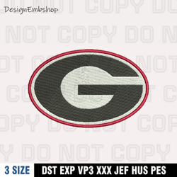 Georgia Athletics Logo Embroidery Designs, NFL Embroidery Files, Machine Embroidery Pattern