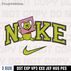 Nike Winnie The Pooh Valentine's Day Embroidery Designs, Nike Embroidery Files, Machine Embroidery Pattern