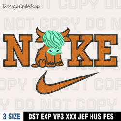 Nike Highland Cow Embroidery Designs, Nike Embroidery Files, Machine Embroidery Pattern