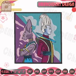 Beerus x Whis Embroidery Design, Dragon Ball Z Embroidery Design, Anime Embroidery Files, Machine Embroidery Designs