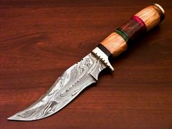 Damascus Hunting Knife, Fixed Blade Knife , Forged Knife,