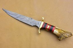 Custom Hand Made Damascus Steel Bowie Dagger Kukri Hunting Knife,