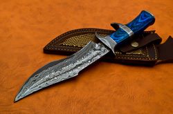 Handmade Damascus Hunting Knife , Fixed Blade Knife,