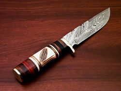 Hand Forged Damascus Knife, Hunting Knife, Fixed Blade Knife,