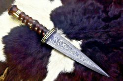 Damascus Steel Full Tang Hand Made Dagger Knife Damascus Fixed Blade Knife,