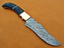 Custom Handmade Damascus Steel Hunting Knife Buffalo Horn Sheath,