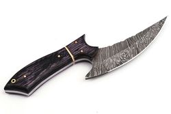 Beautifull Damascus Steel Hunting Knife Fixed Blade Knife, Wood Handle,