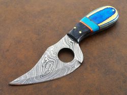 Custom Handmade Forged Damascus Fixed Blade Camping Hunting Knife,
