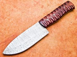 Damascus Steel Handmade Full Tang Skinning Hunting Knife Fixed Blade Knife,