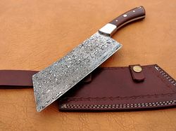 Custom Handmade Damascus Steel Heavy Duty Meat Cleaver Knife,