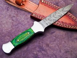 Beautifull Handmade Damascus Dagger Hunting Knife Wood Handle,