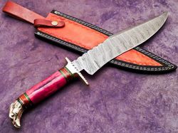 Beautifull Custom Handmade Damascus Steel Blade Camping Hunting Knife Bowie Knife,