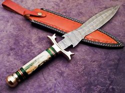 Superb Custom Hand Forged Damascus Dagger Hunting Knife Fixed Blade Knife,
