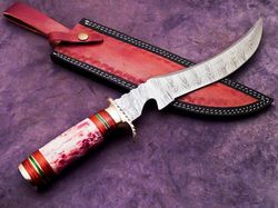 Custom Hand Forged Damascus Steel Blade Bowie Knife Fixed Blade Knife,