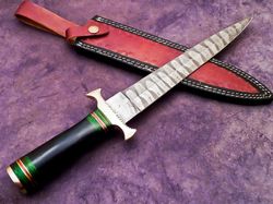 Custom Hand Forged Damascus Steel Blade Hunting Knife Dagger Knife Fixed Blade Knife,
