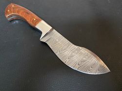Custom Handmade Damascus Steel Skinner Knife Fixed Blade Knife Rose Wood Handle,