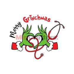 Merry Grinchmas Nurse Stethoscope SVG