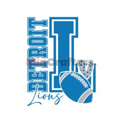 Retro Football Heart Detroit Lions SVG
