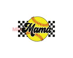 Retro Baseball Mama Checkered Softball SVG
