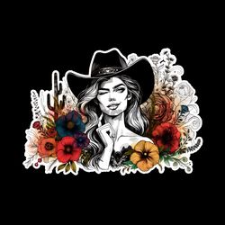 Western Sublimation PNG Cowgirl