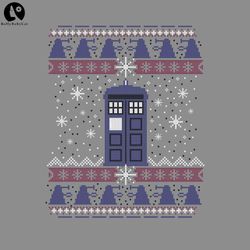 Tardis in the Snowugly christmas sweater PNG