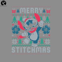Merry Stitchmas Funny Cute Christmas Giftugly christmas sweater PNG