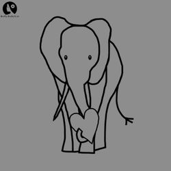 Big Animals Elephant with Heart Outline for Valentines Day Graphic Love, Valentine PNG download