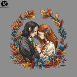 Lily and Snape Harry Potter Art Deco Valentine PNG, Love PNG download