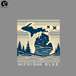 Michigan Blue Serenity Minimalist Line Art PNG download
