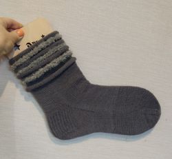 Knitted socks women's, marengo  with frills handmade