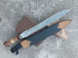 Roman gladius handmade damascus steel sword hunting sword gift for men