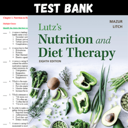 Latest 2024 Lutz's Nutrition and Diet Therapy 8th Edition Mazur Test bank | All Chapters