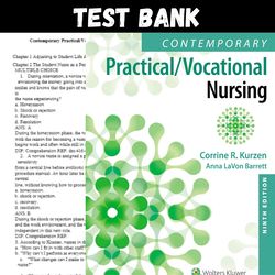 Latest 2024 Contemporary Practical/Vocational Nursing 9th Edition Kurzen Test bank | All Chapters
