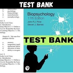 Latest 2024 Biopsychology 11th Edition Pinel Test bank | All Chapters