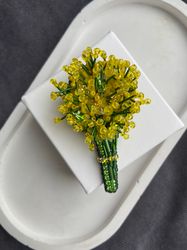 Mimosa brooch handmade