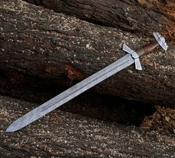 Custom HAND Forged Damascus Steel Viking Sword, Battle Ready Sword, COSPLAY Fantasy Swords, Wedding Gift for Husband Bes