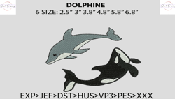 Dolphine Embroidery File 6 sizes
