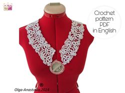 Lace vintage detachable collar t p , collar crochet pattern , crochet pattern , crochet flower pattern