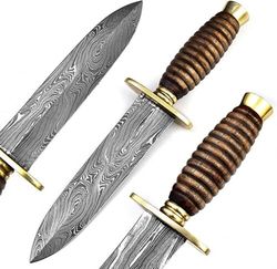Custom Handmade Damascus Steel Blade Natural Wood Handle Special Dagger Knife