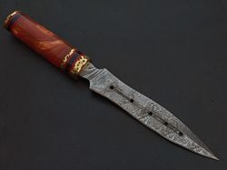 13" CUSTOM HAND MADE DAMASCUS STEEL DAGGER KNIFE RESIN HANDLE W/SHEATH J64