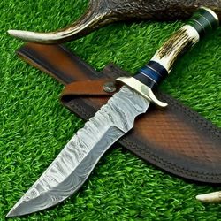 Custom Hand Forged Damascus Steel BOWIE Knife, Hunting Knife, CAMPING KNIFE