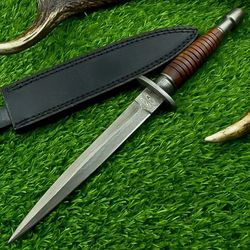13" CUSTOM Handmade Hunting KNIFE Damascus Steel BLADE DAGGER HARD WOOD