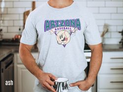 arizona cartoon baseball shirt, retro 90s throwback shirt, vintage style base ball tshirt, gameday apparel, ari sports f
