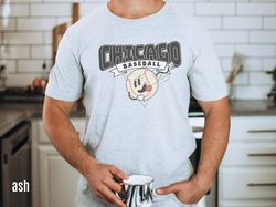 chicago cartoon baseball shirt, retro 90s throwback shirt, vintage style base ball tshirt, gameday apparel, cws sports f